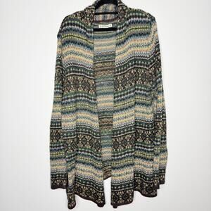 RuffHewn Fair Isle Multicolor Open Front Cardigan PXL Wool Blend Cottagecore